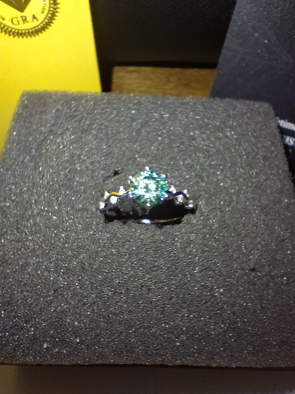 Moissanite Turquoise Women's Ring Size 9 1CT