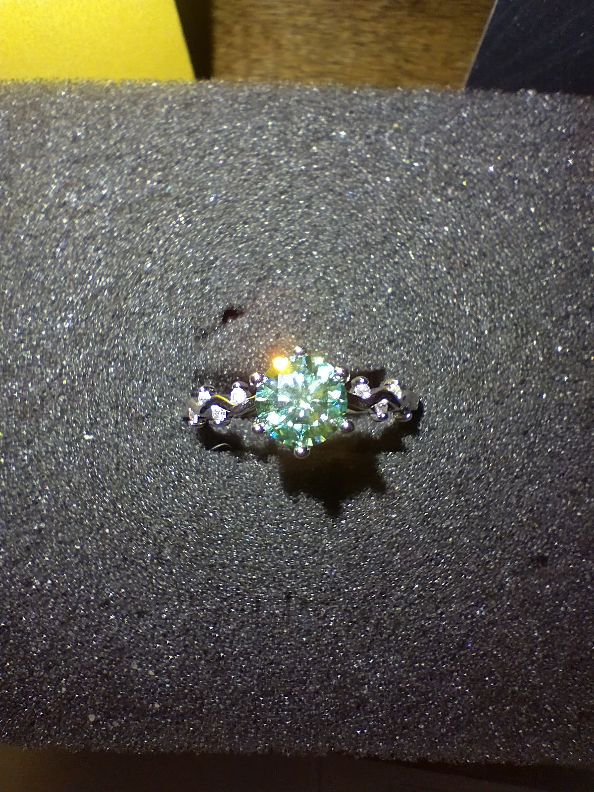 Moissanite Turquoise Women's Ring Size 9 1CT